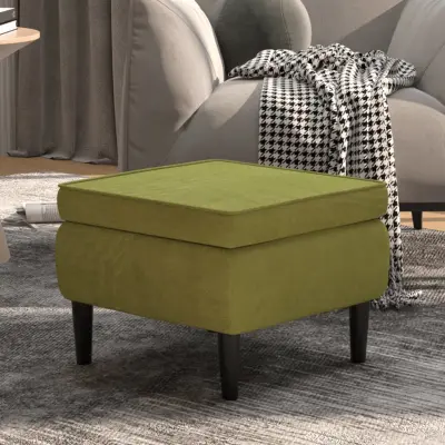 The Living Store Stolček z lesenimi nogami svetlo zelen žamet - Stolček