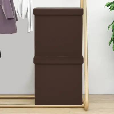 The Living Store Zložljiv stolček s prostorom za shranjevanje 2 kosa rjav PVC - Stolček S Prostorom Za Shranjevanje