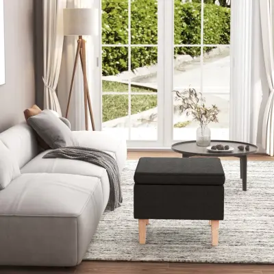 The Living Store Stolček z lesenimi nogami črn iz blaga - Stolček