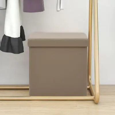 The Living Store Zložljiv stolček s prostorom za shranjevanje kapučino PVC - Stolček S Prostorom Za Shranjevanje