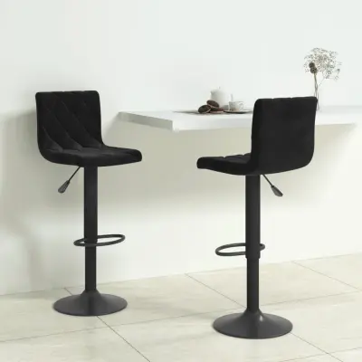 The Living Store Barski stolčki 2 kosa črn žamet - Barski Stolček