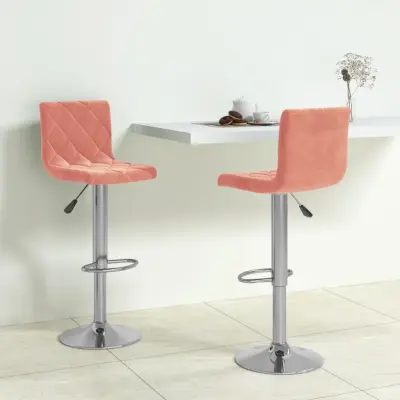 The Living Store Barski stolčki 2 kosa roza žamet - Barski Stolček