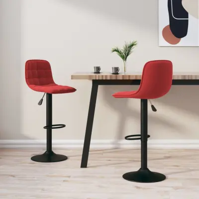 The Living Store Barski stolčki 2 kosa vinsko rdeč žamet - Barski Stolček
