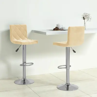 The Living Store Barski stolčki 2 kosa krem žamet - Barski Stolček