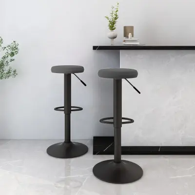 The Living Store Barski stolčki 2 kosa temno siv žamet - Barski Stolček