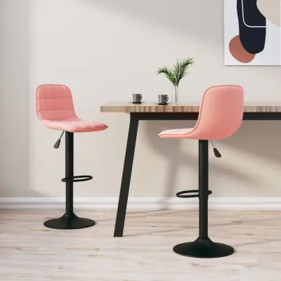 The Living Store Barski stolčki 2 kosa roza žamet - Barski Stolček