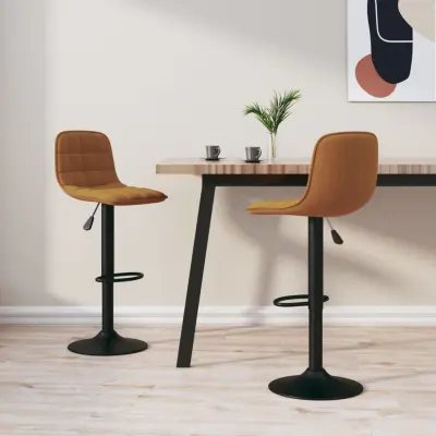 The Living Store Barski stolčki 2 kosa rjav žamet - Barski Stolček