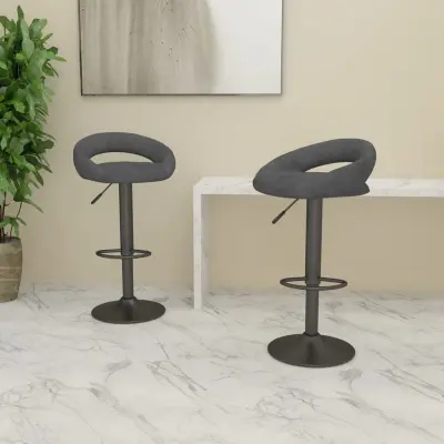 The Living Store Barski stolčki 2 kosa temno siv žamet - Barski Stolček