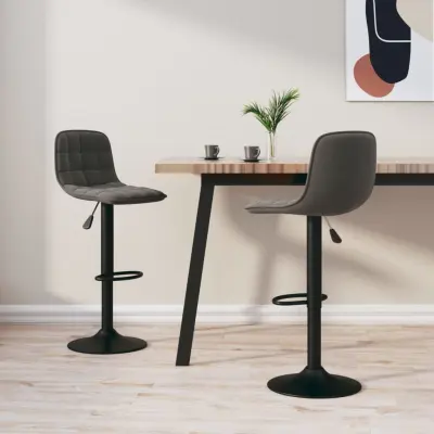 The Living Store Barski stolčki 2 kosa temno siv žamet - Barski Stolček