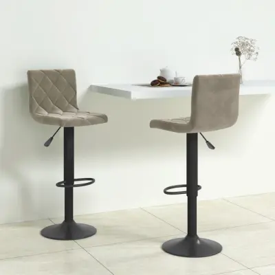 The Living Store Barski stolčki 2 kosa svetlo siv žamet - Barski Stolček