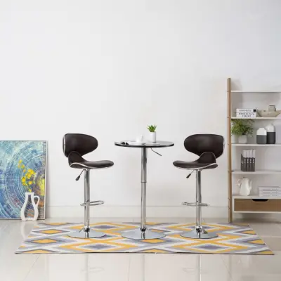 The Living Store Barski stolčki 2 kosa rjavo umetno usnje - Barski Stolček