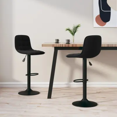 The Living Store Barski stolčki 2 kosa črn žamet - Barski Stolček