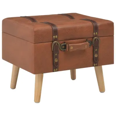 The Living Store Stolček s prostorom za shranjevanje 40 cm rumenorjavo usnje - Stol
