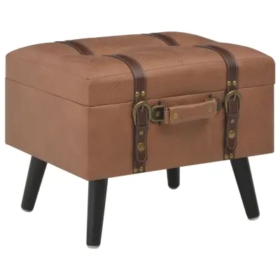The Living Store Stolček s prostorom za shranjevanje 40 cm rjavo umetno usnje - Stol