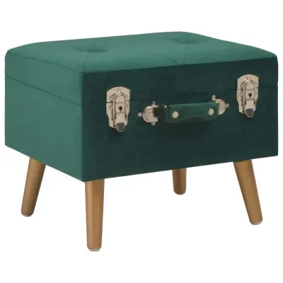 The Living Store Stolček s prostorom za shranjevanje 40 cm zelen žamet - Stolček