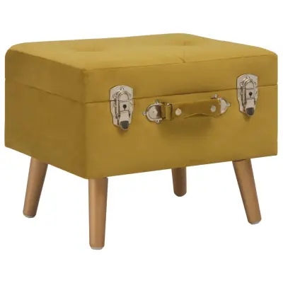 The Living Store Stolček s prostorom za shranjevanje 40 cm gorčično rumen žamet - Stolček