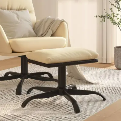 The Living Store Stolček za noge krem 60x60x36 cm blago in umetno usnje - Stolček Za Noge