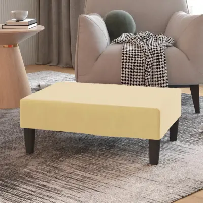 The Living Store Stolček za noge krem 78x56x32 cm žamet - Stolček Za Noge