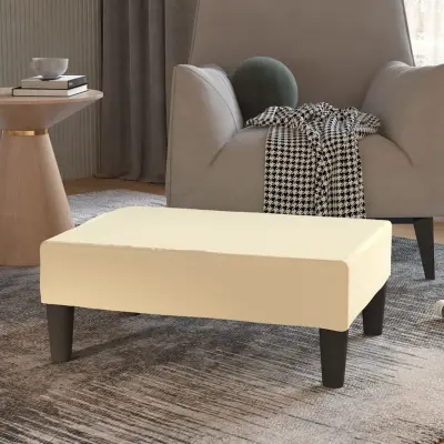 The Living Store Stolček za noge krem 78x56x32 cm umetno usnje - Stolček Za Noge