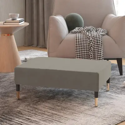 The Living Store Stolček za noge svetlo siv 78x56x32 cm žamet - Stolček Za Noge