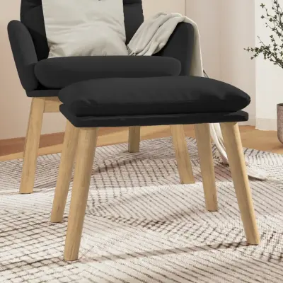 The Living Store Stolček za noge črn 45x29,5x35 cm žamet - Stolček Za Noge