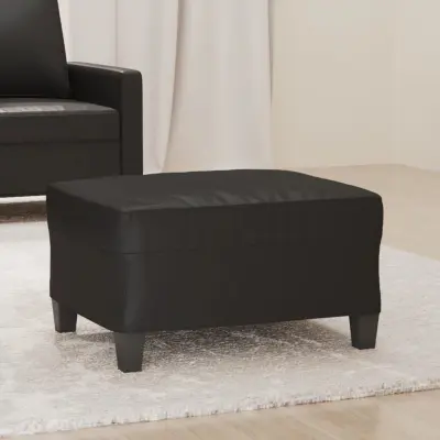 The Living Store Stolček za noge črn 70x55x41 cm umetno usnje - Stolček Za Noge