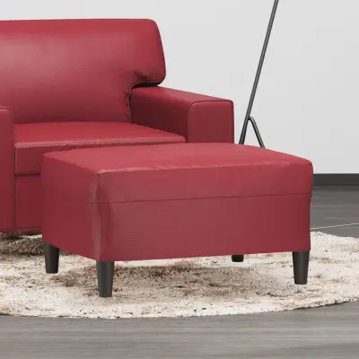 The Living Store Stolček za noge vinsko rdeč 70x55x41 cm umetno usnje - Stolček Za Noge