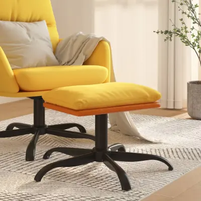 The Living Store Stolček za noge gorčično rumen 60x60x36 cm blago in um. usnje - Stolček Za Noge