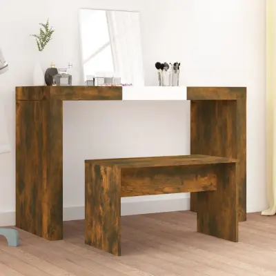 The Living Store Garderobni stolček dimljeni hrast 70x35x45 cm konstruiran les - Garderobni Stolček