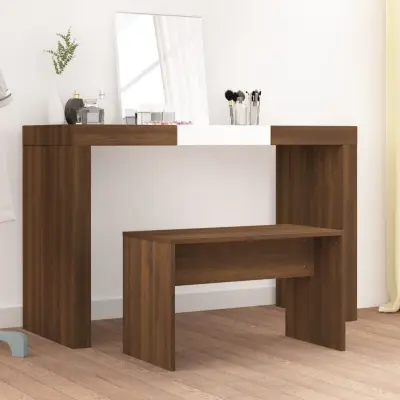 The Living Store Garderobni stolček rjav hrast 70x35x45 cm konstruiran les - Garderobni Stolček