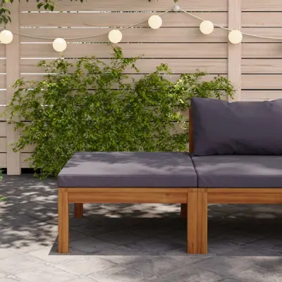 The Living Store Stolček za noge s temno sivo blazino trden akacijev les - Stolček Za Noge