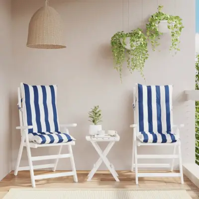 The Living Store Blazine za stole 2 kosa modro bele črte oxford tkanina - Blazina Za Stol Z Visokim Naslonjalom