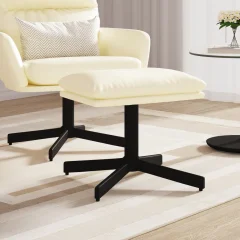 The Living Store Stolček za noge krem 60x60x36 cm umetno usnje - Stolček Za Noge
