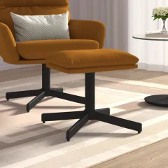 The Living Store Stolček za noge rjav 60x60x36 cm žamet - Stolček Za Noge
