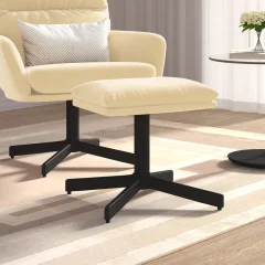 The Living Store Stolček za noge kremno bel 60x60x36 cm žamet - Stolček Za Noge