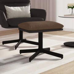 The Living Store Stolček za noge rjav 60x60x36 cm blago in umetno usnje - Stolček Za Noge