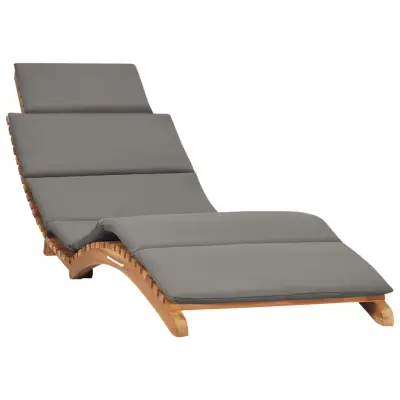 The Living Store Zložljiv ležalnik s temno sivo blazino trdna tikovina - Ležalnik