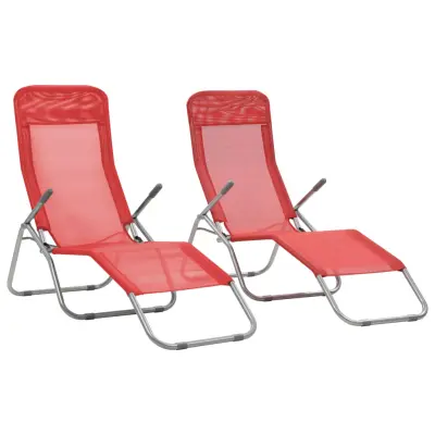 The Living Store Zložljivi ležalniki 2 kosa tekstil rdeče barve - Ležalnik