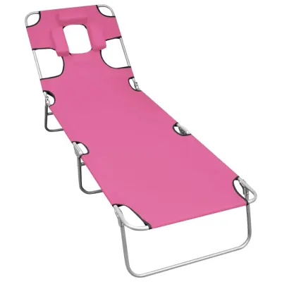 The Living Store Zložljiv ležalnik z blazino za glavo jeklen magenta roza - Ležalnik