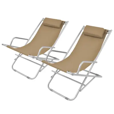 The Living Store Nastavljivi ležalniki 2 kosa jeklo taupe - Ležalnik