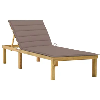 The Living Store Ležalnik s taupe blazino impregnirana borovina - Ležalnik