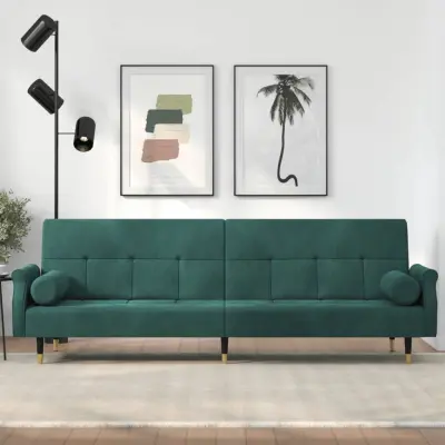 The Living Store Raztegljiv kav? z blazinami temno zelen žamet - Raztegljiv Kav?