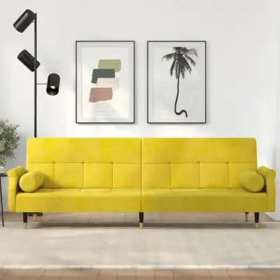 The Living Store Raztegljiv kav? z blazinami rumen žamet - Raztegljiv Kav?