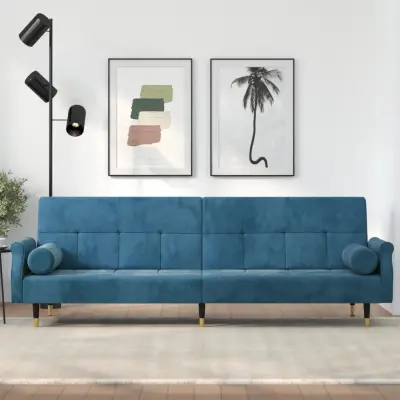 The Living Store Raztegljiv kav? z blazinami moder žamet - Raztegljiv Kav?