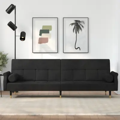 The Living Store Raztegljiv kav? z blazinami ?rn žamet - Raztegljiv Kav?