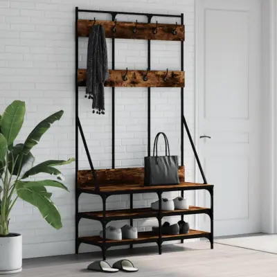 The Living Store Regal za oblačila s prostorom za čevlje dim. hrast 100x40x184cm - Regal Za Oblačila