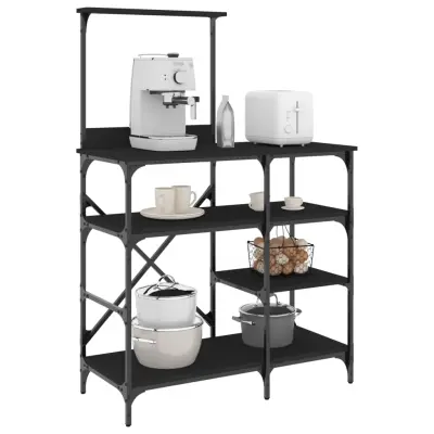 The Living Store Stojalo za peko črno 90x40x132 cm inženirski les in kovina - Stojalo Za Peko