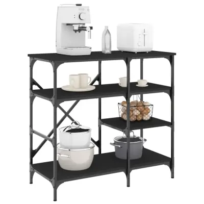 The Living Store Stojalo za peko črno 90x40x84 cm inženirski les in kovina - Stojalo Za Peko