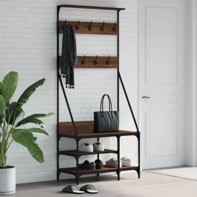 The Living Store Regal za oblačila s prostorom za čevlje rjav hrast 80x40x184 cm - Regal Za Oblačila
