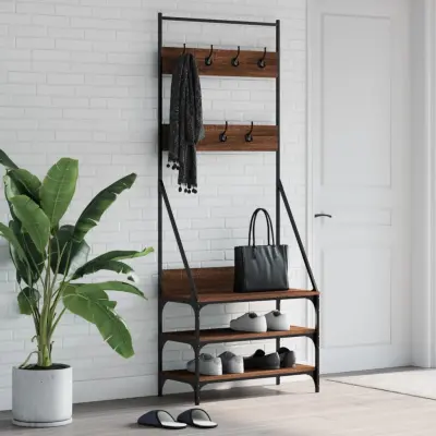 The Living Store Regal za oblačila s prostorom za čevlje rjav hrast 72x34x184 cm - Regal Za Oblačila
